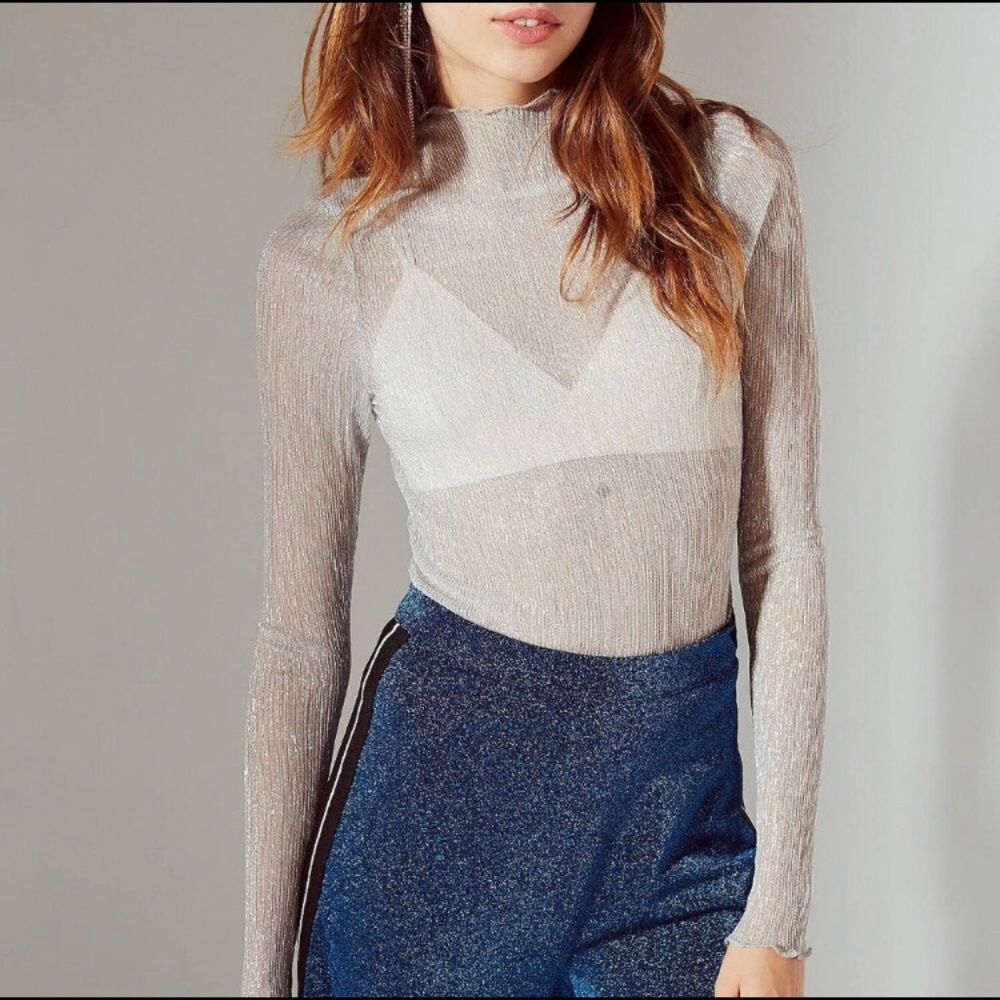 Sheer mesh sparkle top urban outfitters